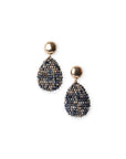 Orecchini pendenti in metallo con design a goccia di micro cristalli in vetro blu e grigio - Mya Accessories