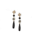 Orecchini lunghi pendenti con pietra in vetro e goccia in acrilico nera - Mya Accessories