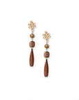 Orecchini lunghi pendenti con pietra in vetro e goccia in acrilico marrone - Mya Accessories