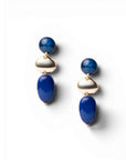 Orecchini pendenti in metallo con doppia pietra in resina blu - Mya Accessories