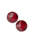 Orecchini a clip con pietra circolare in acrilico effetto marmo rossa - Mya Accessories