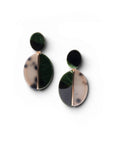 Orecchini pendenti con doppia pietra ovale in acrilico tono verde - Mya Accessories