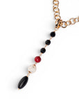 Collana a catena con pendente lungo in acrilico e pietra dura tono nero - Mya Accessories