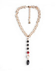 Collana a catena con pendente lungo in acrilico e pietra dura tono nero - Mya Accessories