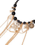 Collana girocollo con pietre nere in acrilico e charms pendenti - Mya Accessories
