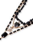 Collana girocollo multi filo con pietre in acrilico e vetro e charms pendenti - Mya Accessories