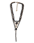 Collana girocollo multi filo con pietre in acrilico e vetro e charms pendenti - Mya Accessories
