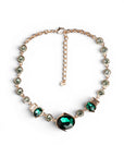 Collana girocollo in metallo con pietre in vetro verde - Mya Accessories