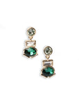 Orecchini pendenti in metallo con pietre in vetro verde - Mya Accessories