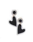 Orecchini in metallo pendenti a cuori smaltati bianchi e neri - Mya Accessories