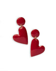Orecchini in metallo pendenti a cuori smaltati rossi - Mya Accessories