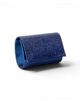 Borsa pochette in tessuto tempestata da micro cristalli blu - Mya Accessories