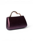 Mini borsa rigida viola con manico scultoreo dorato - Mya Accessories