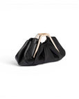 Clutch plissè nera con manico metallico - Mya Accessories