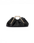 Clutch plissè nera con manico metallico - Mya Accessories