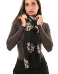 Sciarpa nera con stampa a cuori maculati - Mya Accessories