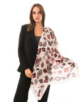 Sciarpa in cotone bianca con stampa geometrica rossa - Mya Accessories