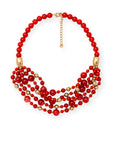 Collana corta multifilo con pietre corallo - Mya Accessories
