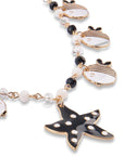 Collana vetro charms pesce in Metallo colore Oro- Nero e Bianco