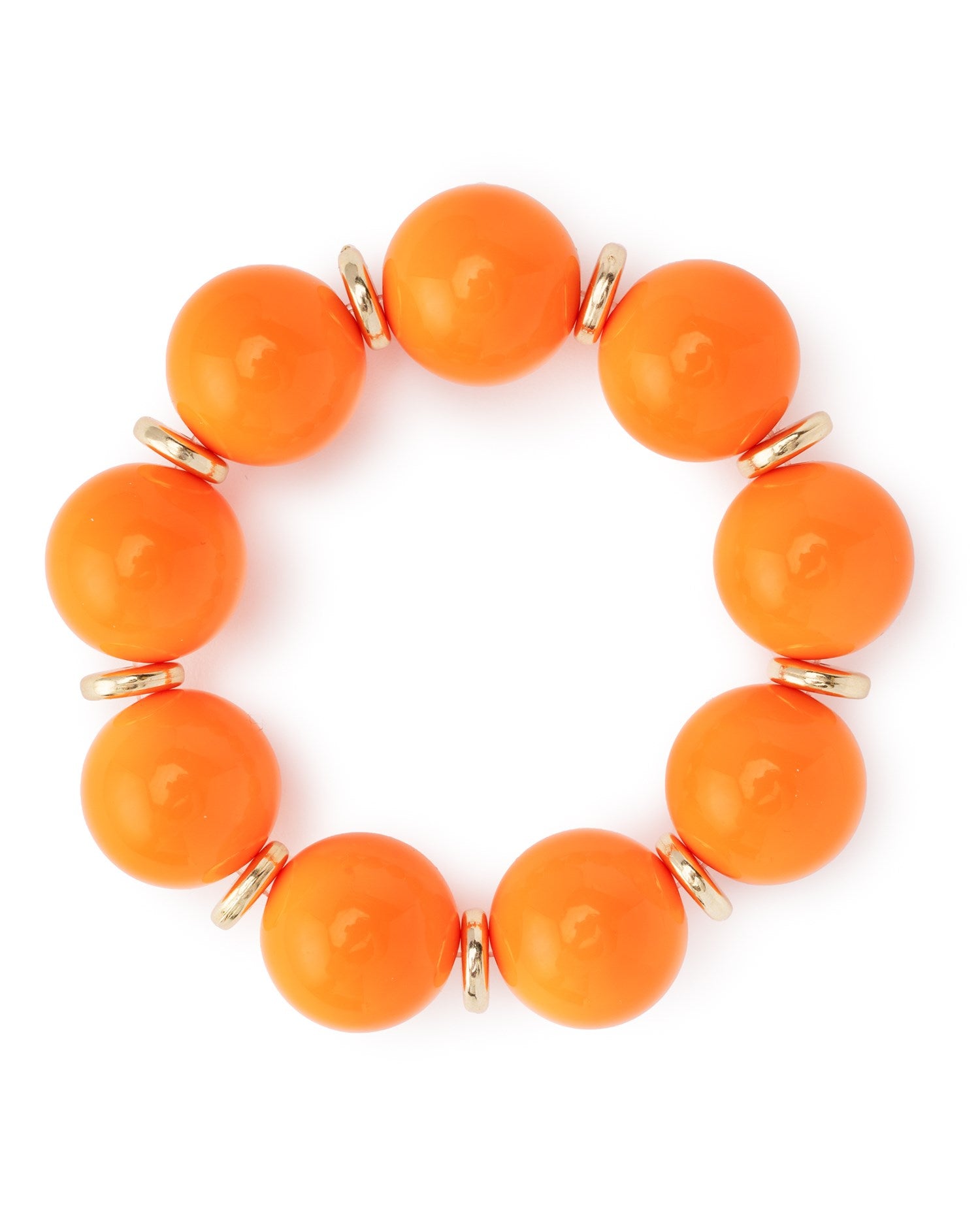 Bracciale elastico con sfere in acrilico arancio, con rondelle in metallo - Mya Accessories