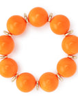 Bracciale elastico con sfere in acrilico arancio, con rondelle in metallo - Mya Accessories