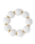 Bracciale elastico con sfere in acrilico bianco, con rondelle in metallo - Mya Accessories