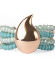 Bracciale elastico 4 fili con microcristalli blu e goccia in metallo - Mya Accessories