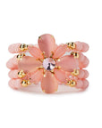 Bracciale a quattro fili in acrilico elastici con fiore in vetro rosa chiaro - Mya Accessories
