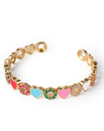 Bracciale in ottone con cuoricini smaltati e zirconi multicolore - Mya Accessories