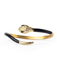 Bracciale in ottone a serpente smaltato nero con zirconi - Mya Accessories