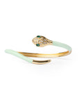 Bracciale in ottone a serpente smaltato verde acqua con zirconi - Mya Accessories