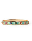 Bracciale in ottone a manetta smaltato verde acqua con zirconi multicolore - Mya Accessories
