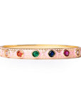 Bracciale in ottone a manetta smaltato rosa con zirconi multicolore - Mya Accessories