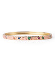 Bracciale in ottone a manetta smaltato rosa con zirconi a cuoricini multicolore - Mya Accessories