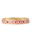 Bracciale in ottone a manetta smaltato rosa con zirconi multicolore - Mya Accessories