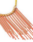 Collana girocollo con microcristalli gialli e frange a catena in ottone arancio - Mya Accessories