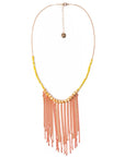 Collana girocollo con microcristalli gialli e frange a catena in ottone arancio - Mya Accessories