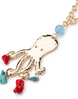 Collana lunga con pietre dure turchese corallo con pendente a forma di polipo - Mya Accessories