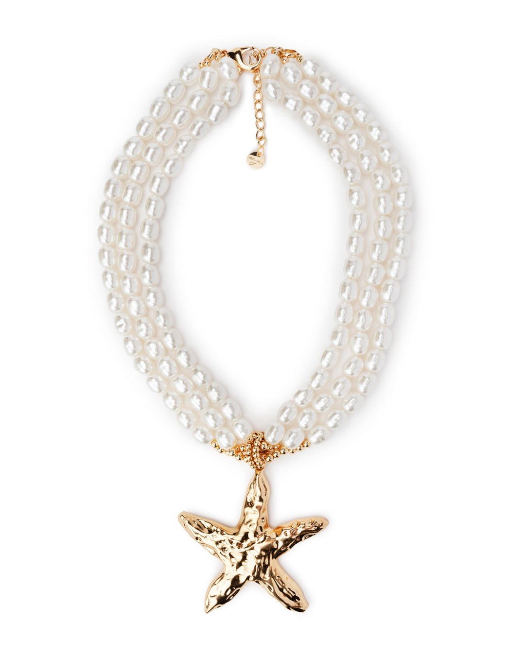 Collana girocollo con tre linee di perle di vetro con pendente a stella marina - Mya Accessories