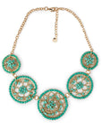 Collana girocollo a catena con cerchi in tessuto con microcristalli turchesi - Mya Accessories