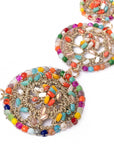 Collana girocollo a catena con cerchi in tessuto con microcristalli multicolore - Mya Accessories