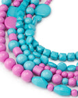Collana girocollo cinque linee con pietre in acrilico turchesi e fucsia con inserti stella amtina - Mya Accessories
