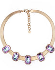 Collana girocollo omega rigida con pietre in vetro lilla - Mya Accessories