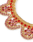 Collana girocollo in metallo con microcristalli in vetro rosa ed arancio - Mya Accessories