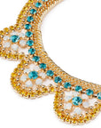 Collana girocollo in metallo con microcristalli in vetro celeste e gialli - Mya Accessories