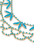 Collana girocollo in metallo a due linee con microcristalli in vetro blu - Mya Accessories