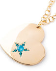 Collana lunga a catena con pendente a cuore con pietra in vetro azzurra - Mya Accessories