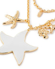 Collana girocollo doppia linea a catena con pendente a stella marina smaltata bianca - Mya Accessories