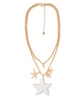 Collana girocollo doppia linea a catena con pendente a stella marina smaltata bianca - Mya Accessories