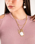 Collana girocollo doppia linea a catena con pendente a tartaruga smaltata bianca - Mya Accessories